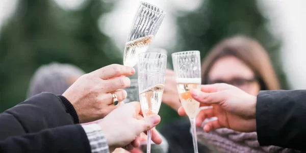 people toasting with champagne flutes